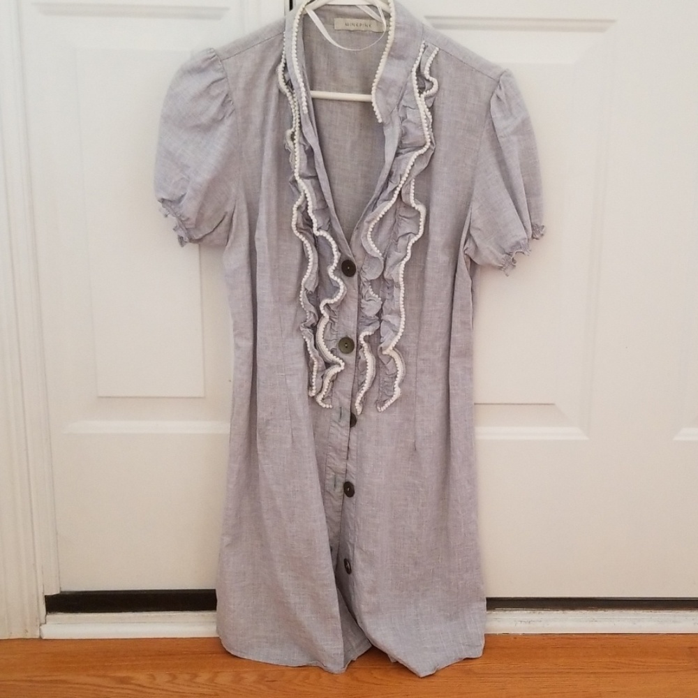 MinkPink Grey Ruffled Tunic